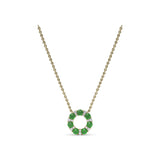 Shared Prong Emerald and Diamond Circle Necklace
