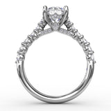 Contemporary Diamond Solitaire Engagement Ring With Hidden Halo
