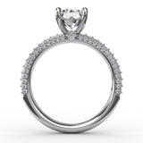 Classic Solitaire Engagement Ring With Flawless PavÃ© Band