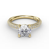 Classic Solitaire Engagement Ring With Flawless PavÃ© Band