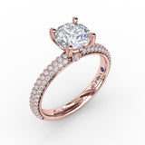 Classic Solitaire Engagement Ring With Seamless PavÃ© Band