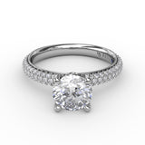 Classic Solitaire Engagement Ring With Seamless PavÃ© Band