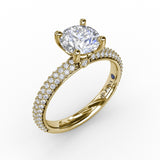 Classic Solitaire Engagement Ring With Seamless PavÃ© Band