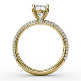 Classic Solitaire Engagement Ring With Seamless PavÃ© Band