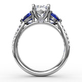 Elegant Pear Sidestone Ring in Sapphire 