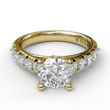 Handset French Pave Diamond Engagement Ring