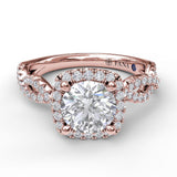 Cushion Halo Twist Engagement Ring