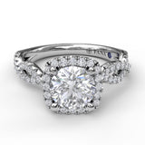 Cushion Halo Twist Engagement Ring