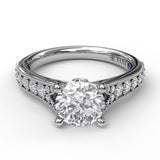Classic Diamond Engagement Ring with Detailed Milgrain Band