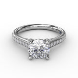Classic Diamond Solitaire Engagement Ring With Diamond Band