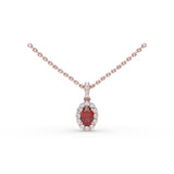 Ruby and Diamond Halo Necklace 