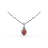 Ruby and Diamond Halo Necklace 