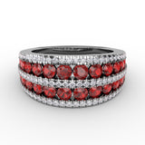 Shared Prong Ruby and Diamond Circle Necklace