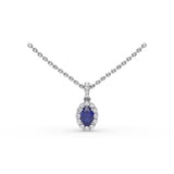 Sapphire and Diamond Halo Necklace 