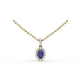Sapphire and Diamond Halo Necklace 