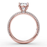 Classic Solitaire Engagement Ring With Seamless PavÃ© Band