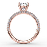 Classic Solitaire Engagement Ring With Flawless PavÃ© Band