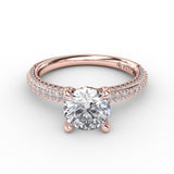 Classic Solitaire Engagement Ring With Flawless PavÃ© Band