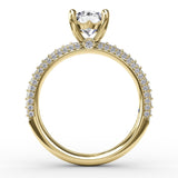 Classic Solitaire Engagement Ring With Flawless PavÃ© Band