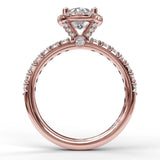 Classic Diamond Halo Engagement Ring with a Gorgeous Side Profile