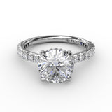 Classic Round Diamond Solitaire Engagement Ring With Hidden PavÃ© Halo