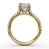 Classic Round Diamond Solitaire Engagement Ring With Hidden Pavé Halo