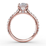 Classic Oval Diamond Solitaire Engagement Ring With Hidden PavÃ© Halo