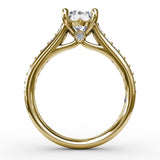 Classic Round Diamond Solitaire Engagement Ring With Diamond Band