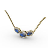 Three Stone Oval Pendant 