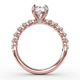 Contemporary Round Diamond Solitaire Engagement Ring With Diamond Band