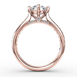 Contemporary Diamond Solitaire Engagement Ring With Tapered Diamond Band