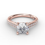 Classic Diamond Solitaire Engagement Ring With Diamond Band