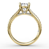 Classic Diamond Solitaire Engagement Ring With Diamond Band