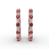 Precious Ruby and Diamond Hoop Earrings
