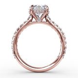Classic Round Diamond Solitaire Engagement Ring With Hidden Pavé Halo