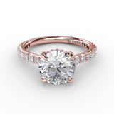 Classic Round Diamond Solitaire Engagement Ring With Hidden PavÃ© Halo