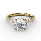 Classic Round Diamond Solitaire Engagement Ring With Hidden PavÃ© Halo