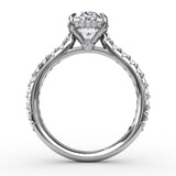 Classic Oval Diamond Solitaire Engagement Ring With Hidden PavÃ© Halo