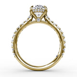 Classic Oval Diamond Solitaire Engagement Ring With Hidden PavÃ© Halo