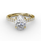 Classic Oval Diamond Solitaire Engagement Ring With Hidden PavÃ© Halo
