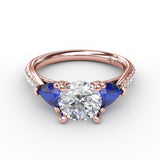 Elegant Pear Sidestone Ring in Sapphire 