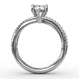 Contemporary Solitaire Diamond Engagement Ring With Multi-Row Split Shank