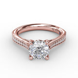 Classic Solitaire Engagement Ring With Milgrain Diamond Band
