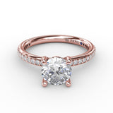 Classic Solitaire Engagement Ring With Diamond Band