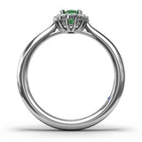 Blooming Halo Emerald and Diamond Ring 