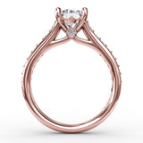 Classic Round Diamond Solitaire Engagement Ring With Diamond Band