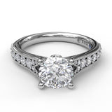 Classic Diamond Engagement Ring with Detailed Milgrain Band