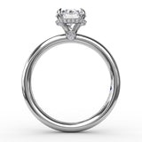 Contemporary Round Diamond Solitaire Engagement Ring With Hidden PavÃ© Halo