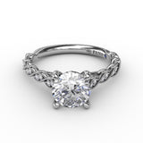 Classic Diamond Solitaire Engagement Ring With Diamond Twist Band