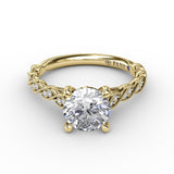 Classic Diamond Solitaire Engagement Ring With Diamond Twist Band